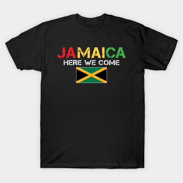 Jamaica Here We Come Matching Jamaican Family Vacation Trip T-Shirt by MetalHoneyDesigns